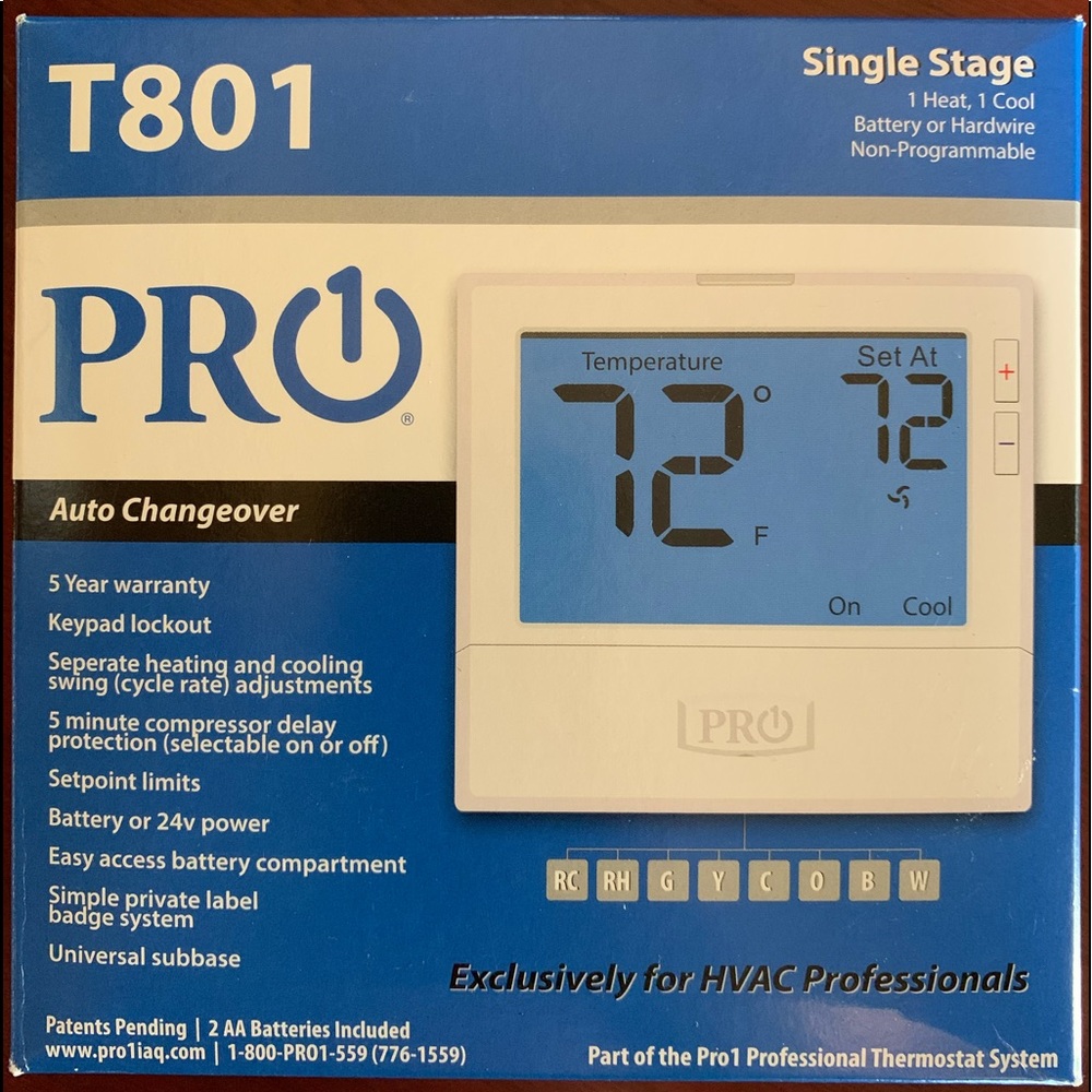 PRO T801 Auto LCD Thermostat Brand New In Box